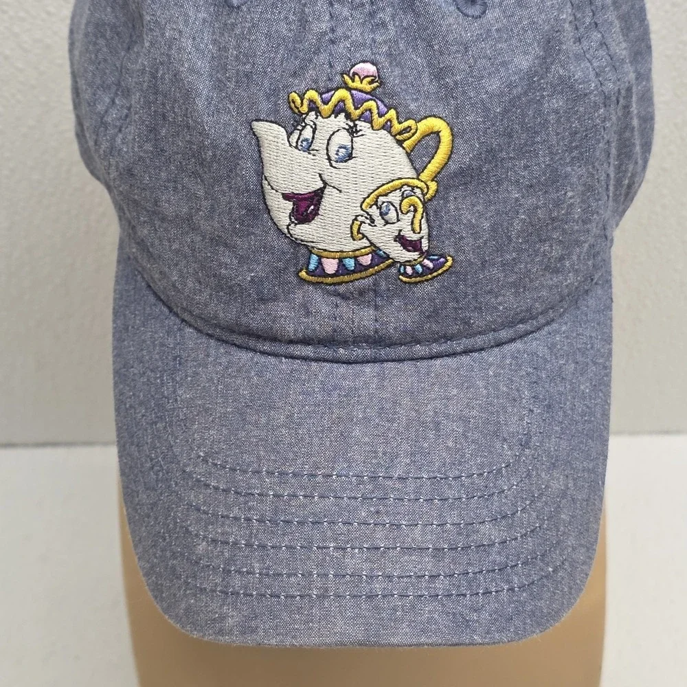 Boxlunch Disney Mrs. Potts & Chip Embroidered Denim Blue Strapback Hat